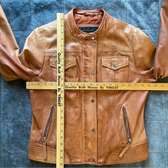 Elie Tahari Women’s Leather Bomber Jacket Size Medium - Picture 9 of 12